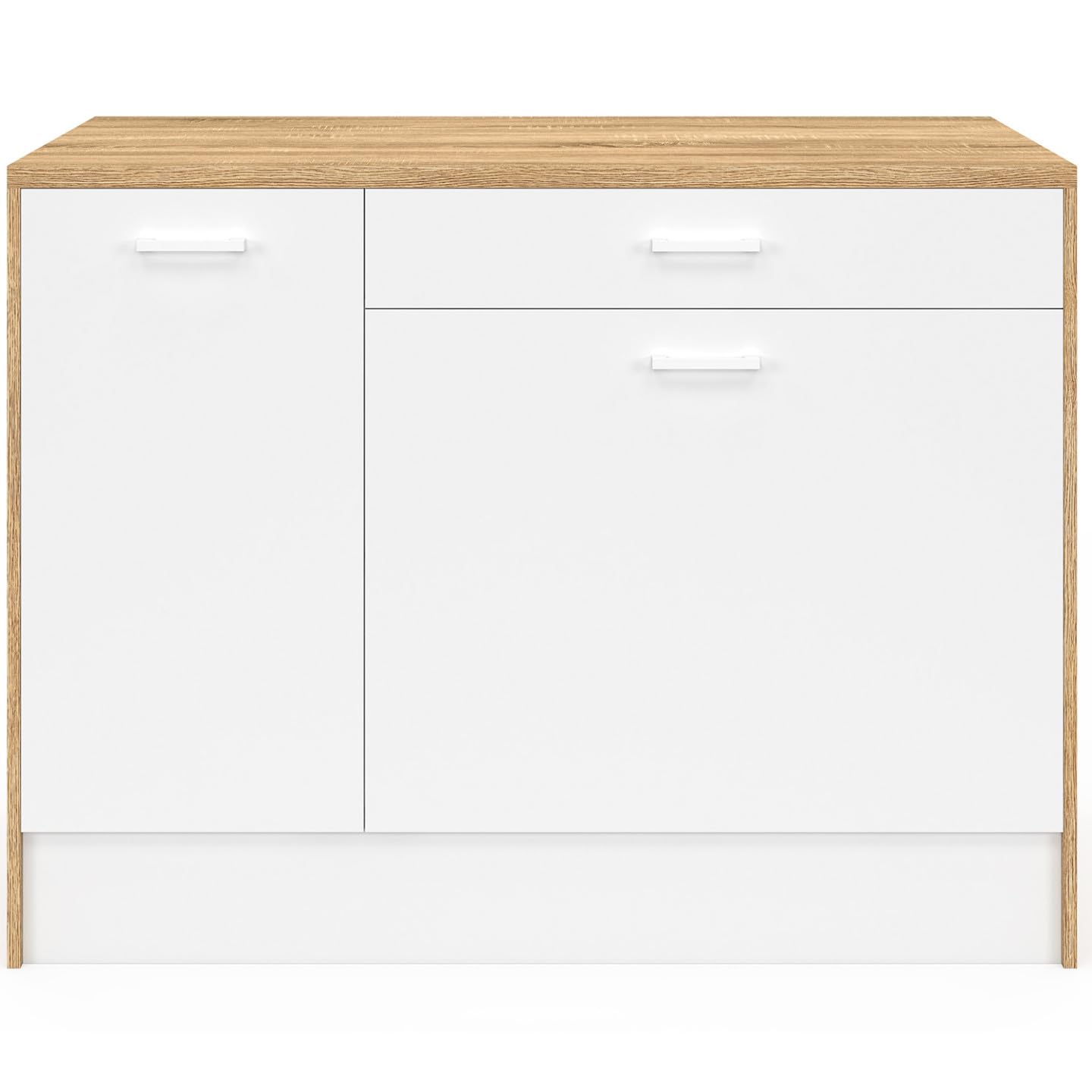 IDMarket - Ilot Central LIO Maxi capacité de Rangement Bois et Blanc
