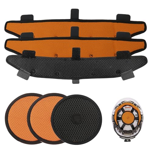 Hard Hat Top Pads and Sweatbands for Safety Helmet Washable Reusable Hardhat Sweatband Cooling Liners Air Cushion Hard Hat Accessories Suspension Sweat Band Replacement Orange 6 PCS