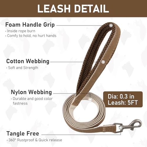 GAMUDA Small Pet Harness Collar and Leash Set, Step in No Chock No Pull Linen Fabric Soft Mesh Dog Vest Harnesses Reflective for Dogs Puppy Cats Kitten Rabbit (Brown, M) - Image 7