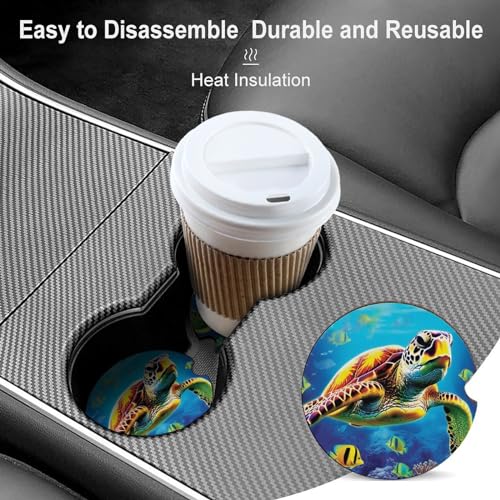 4PCS Posavasos para Auto Tortuga Marina Universal 6.5 cm miniatura 4