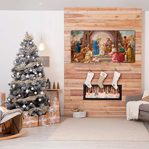 Image tableaux la mur Noël Jésus en verre trempé panoramique 140x70 cm