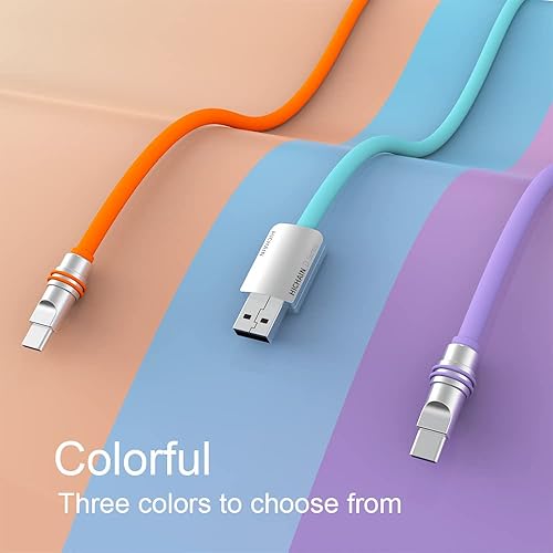 Miniatura 3 de Paquete de 3 cables de carga USB C naranja de 6.5 pies, cable de carga rápida USB A a USB C, cable de transferencia de datos tipo C para PS5,