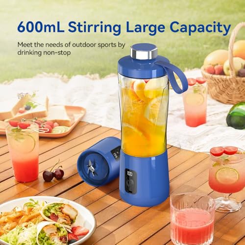 Image of Portable Blender Bottle | 600 ml Personal Smoothie Blender | USB Rechargeable Juicer Mixer | 6000mAh Battery | 230W Motor
