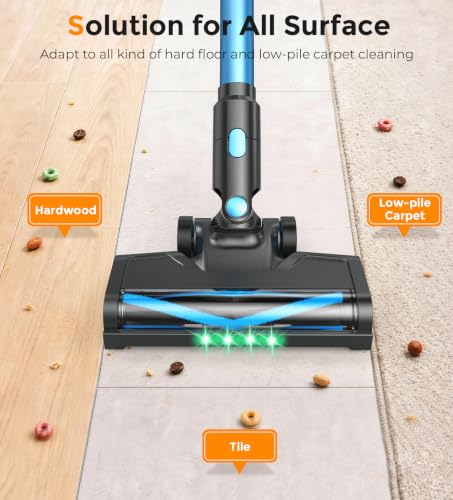 Image of DEVOAC V15 Cordless Vacuum Cleaner, 45Kpa Suction & Brushless Motor Stick Vacuum, Rechargeable Battery with 45mins Runtime, LED Display, 6 in 1 Handheld Vacuum for Home Hard Floor Carpet Pet Hair