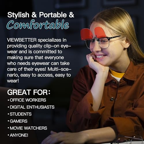 Image of VIEWBETTER Clip On Blue Light Blocking Glasses for Eyes Strain & Light-Sensitive Rimless Unisex Flip Up Clip-Ons BL3168