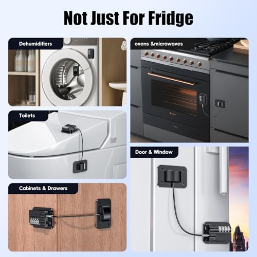 Kühlschrank Schloss mit Code Ohne Bohren, Kindersicherung Schrank mit Passwort für Babys, Kinder und Erwachsene, Kühlschrankschloss für Gefrierschrank, Schränke, Schubladen, Fenster (Schwarz-1 Stück)