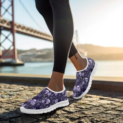 Image of Floral Sneakers for Women Colorful Art Shoes for Women Slip On Casual Work Shoes