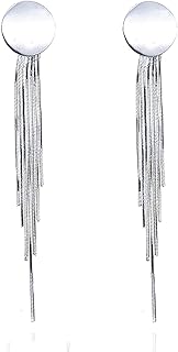 Long Tassels Earrings Silver Dangle Earrings Prom Earrings for Women Prom Jewelry for Female Girls Gifts Round Studs Earrings