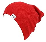 KOOL HOP Kids Cotton Long Beanie 100% Pure Authentic Cotton Ribbed Knit Boys Girls Baby Hat Cap Red