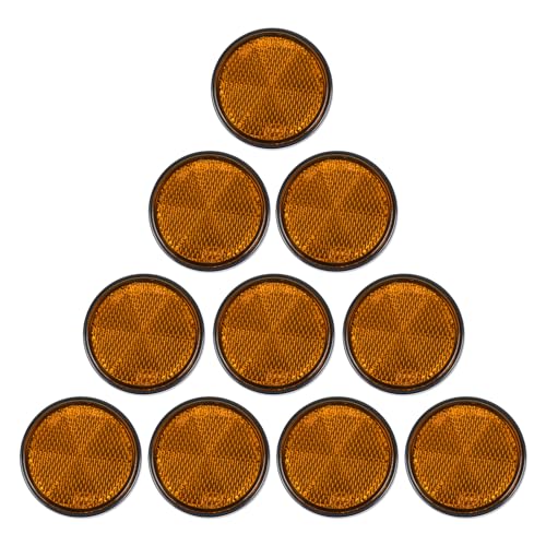 Image of 10 Pack Yellow Self Adhesive Round Reflectors, E9 Approval Road Safety Stick-on Rear Reflectors for Trailer Caravan Truck Lorry or Agricultural Machines