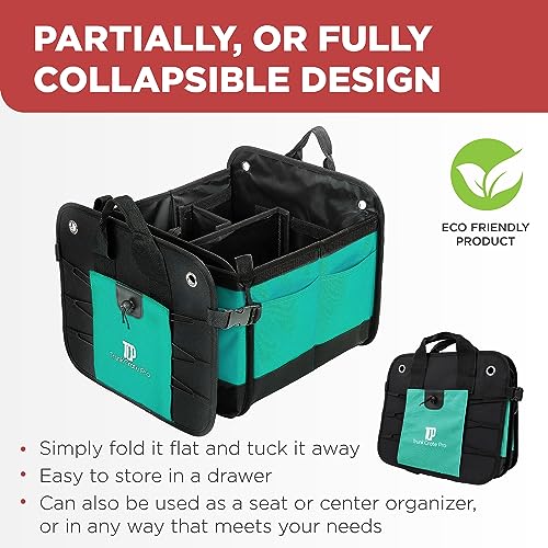 image for TRUNKCRATEPRO Teal Car Accessories Trunk Organizer Premium Multi Movab