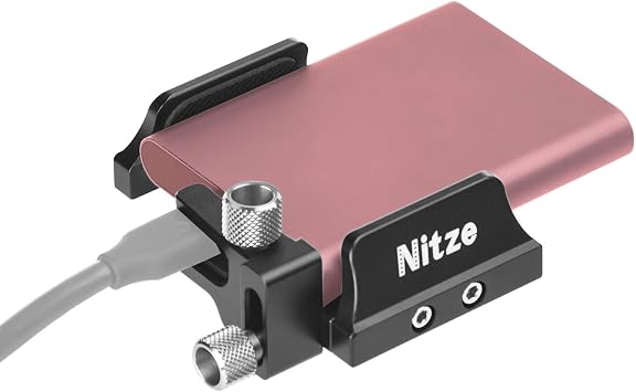 Nitze Universal SSD Mount for Samsung T5 / T7 / T7 Shield / T9 and SanDisk, with USB-C Cable Clamp, Compatible with 45 to 60mm Wide SSDs - N42C