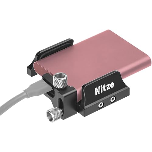 Nitze Universal SSD Mount for Samsung T5 / T7 / T7 Shield / T9 and SanDisk, with USB-C Cable Clamp, Compatible with 45 to 60mm Wide SSDs - N42C