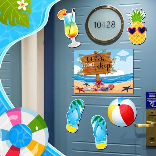 Image of Kanayu 6 Pcs Beach Cruise Door Decorations Magnetic Large Ship Decorations Magnets Anchor Cruise Decor Car Fridge Magnet Decal for Carnival Stateroom Door