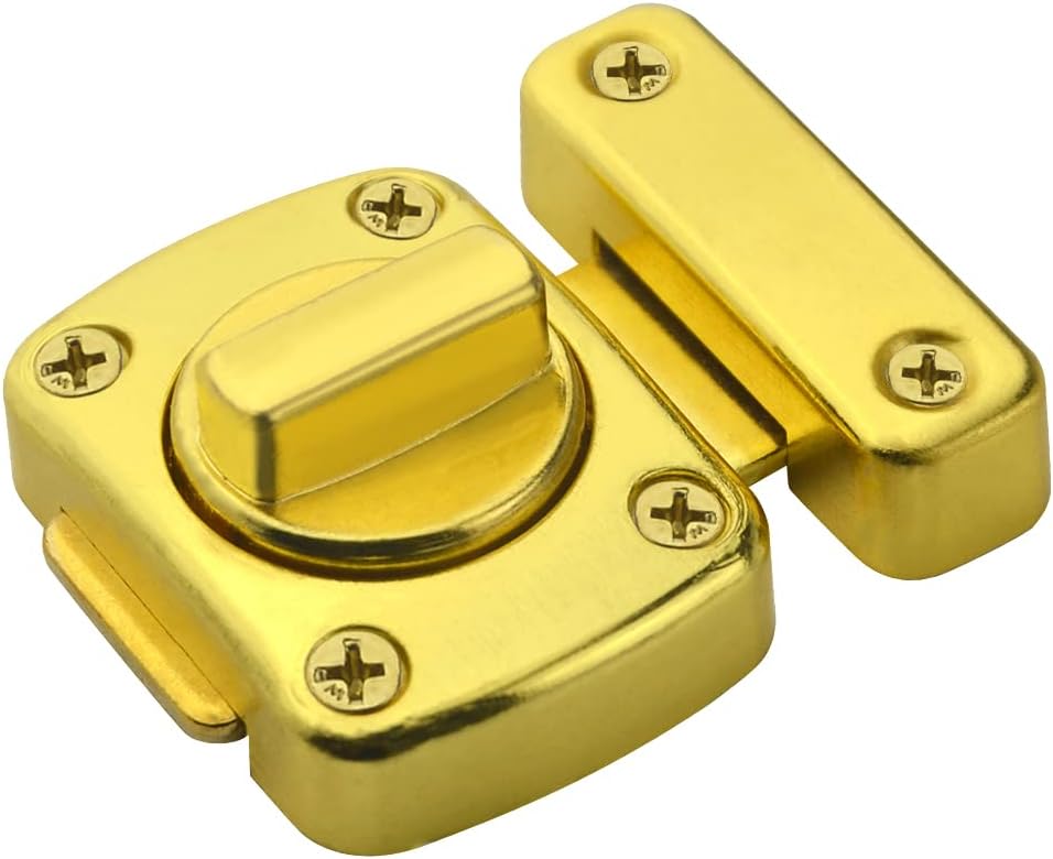 2Pack Rotate Bolt Door Catch Gate Catches Security Door Slide Lock Revolving Door Fence Lock (Gold)