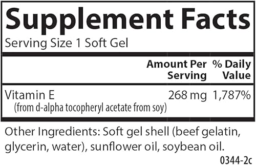 Vista 24 de Carlson - E-Gems 400 UI (268 mg), vitamina E de origen natural, bienestar óptimo, 140 geles blandos