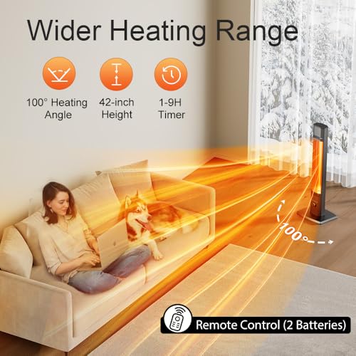 AIRTHRYL 42 INCH Outdoor Patio Heaters, 9 Heat Levels & 9H Timer, Outdoor Heater w/Safety Lock, 1500W Infrared Heater, Remote Control, IP65 Waterproof, Tip-Over &Overheat Protection for Outdoor, Black by AIRTHRYL - Image 4