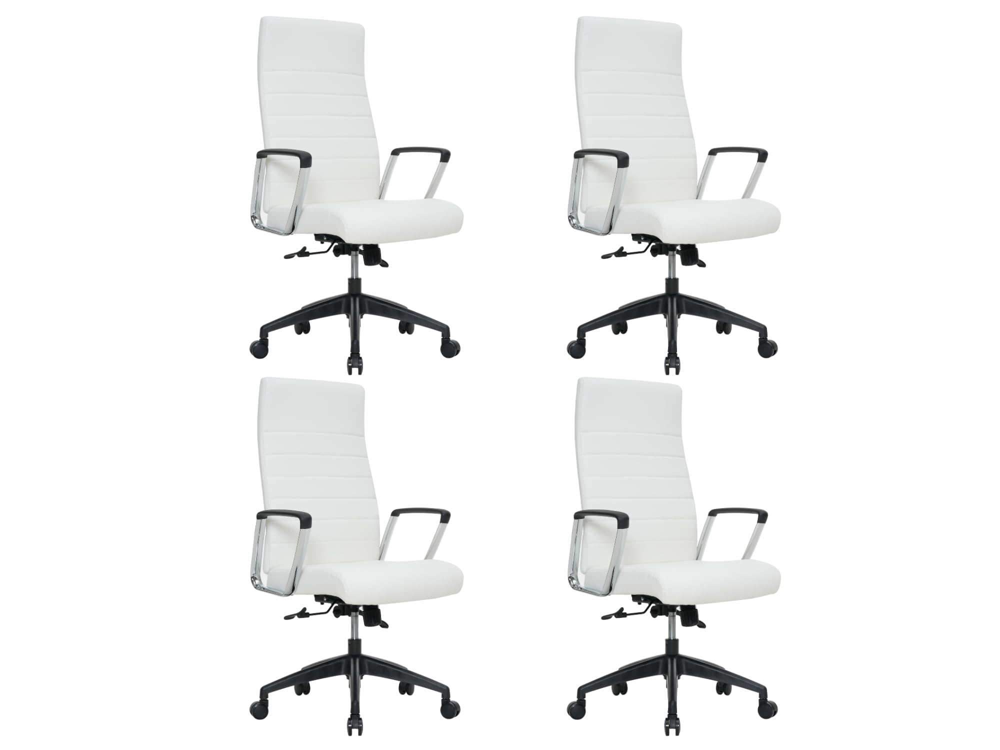 LeisureMod Hilton Office Chair, High Back Leather, Adjustable Height