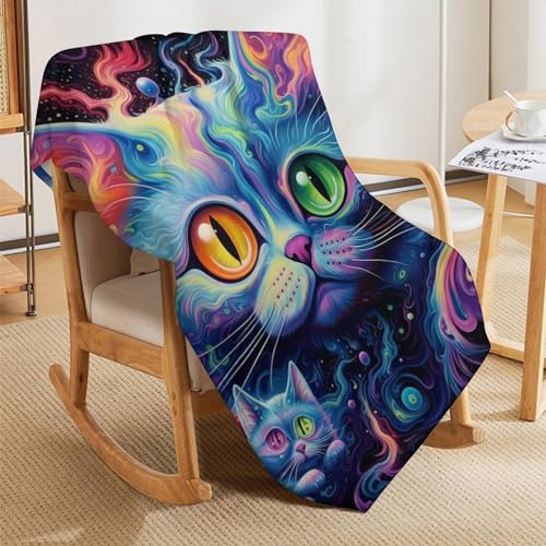 Manta de franela con gato, manta para sofá pequeña de 130x150cm 5