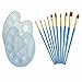 Etmact Professional Gouache Brush,Multifunctional Nylon Thread Drawing Pen, 10 Pieces Paint Brush Used For Acrylic Paints And 2 Plastic Paint Plate Painting Set
