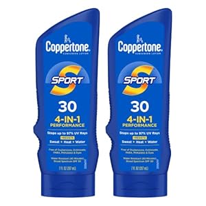 Coppertone Sport Sunscreen Lotion SPF 30, Sweat, Heat and Water Resistant Sunblock, Lightweight, Oxybenzone Free, Sunscreen Twin Pack, 3 Fl Oz Bottle, Pack of 2