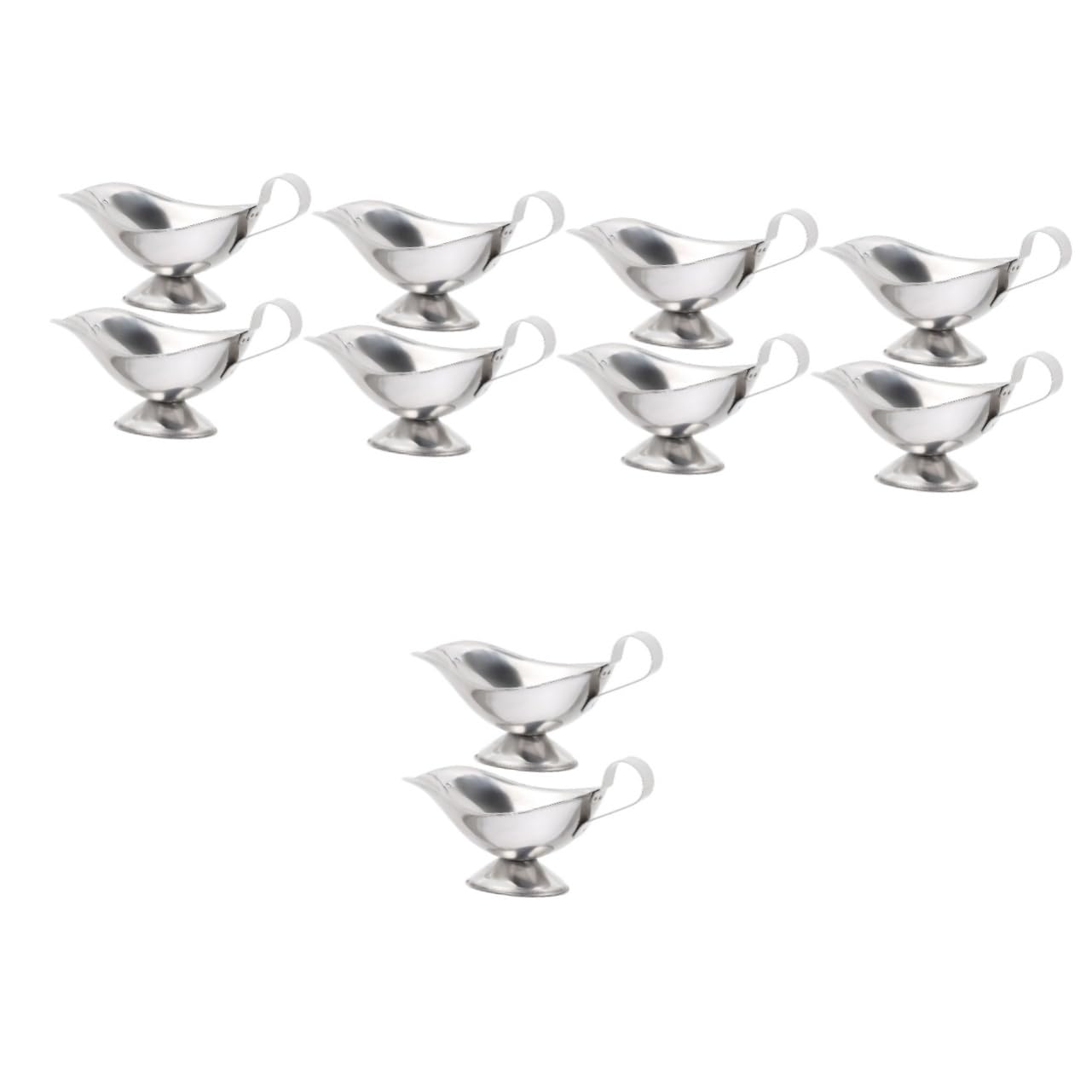 ULTECHNOVO 5sets Juice Boat Gravy Boat with Ladle Serving Bowls Sauce Bowls Gravyboat Creamer Pitcher Hot Sauce Boat Sauce Pot with Handle Condiment Bowls Formula Silver 201 Stainless 2pcs*5