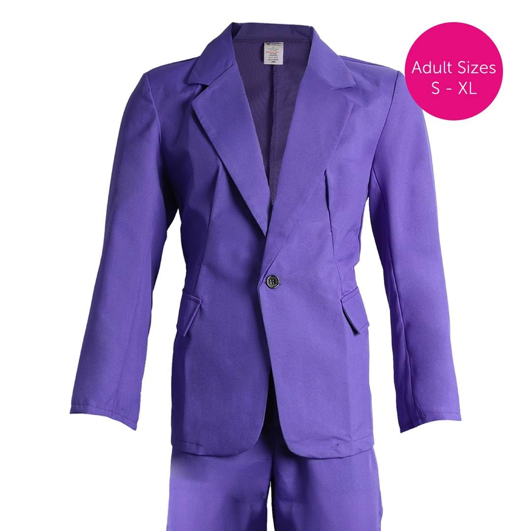 Conjunto de disfraz de espía de los años 60 para hombre, traje retro morado, camisa con volantes, peluca, gafas, disfraz vintage de los años 60, discoteca, espía, Halloween, fiesta, cosplay, para