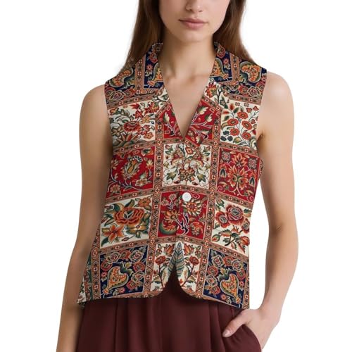 Boho FloralFashionable Slim Fit Women's Suit Vest, Simple And Versatile Professional Vest