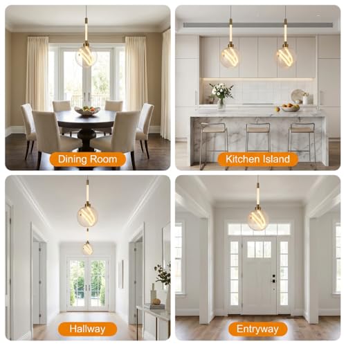 Image of Pendant Light for Ceiling | 3-Color CCT (Warm + Natural + Cold White) | Gold Metal Globe Hanging Lamp for Living Room Bedroom Dining