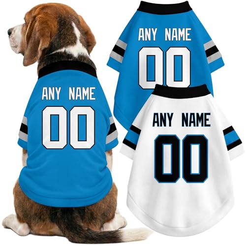 Image of Carolina Dog Clothes Jersey Style Personalized Pet T Shirt with Custom Name Number for Small Medium Large Dogs