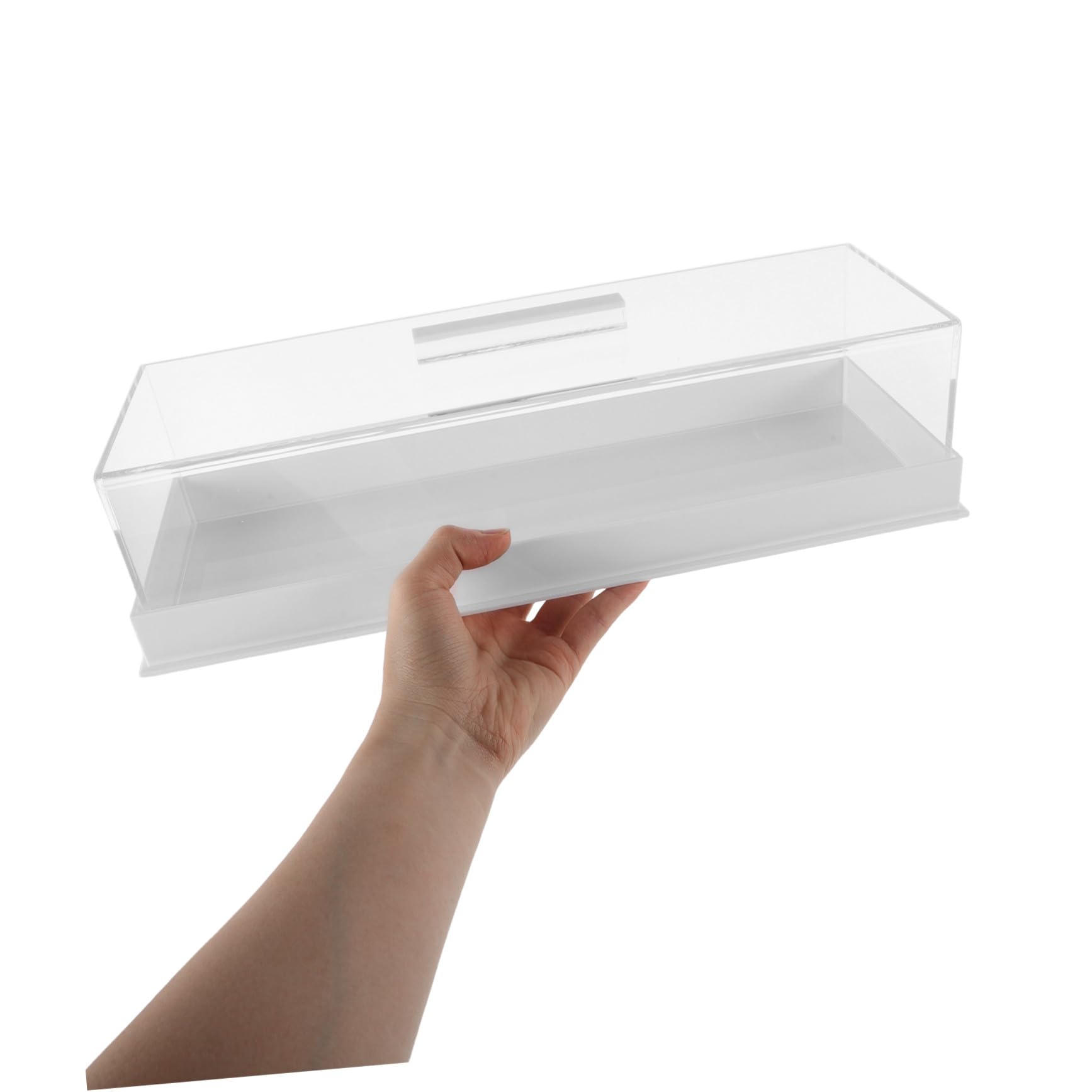 Ciieeo Caja de Presentación Rectangular con Tapa para Tartas de Acrílico White Bandeja para Pasteles y Tartas Soporte con Tapa para Cafetería y Hogar
