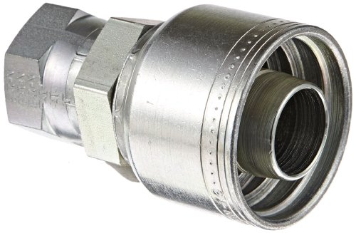 Image of Aeroquip 1AA12FJ16 Carbon Steel Global TTC (Thru the Cover) Crimp Hose Fitting Female JIC Swivel, Straight, 1 inch Hose ID, 1-1 /16 inch - 12 Thread