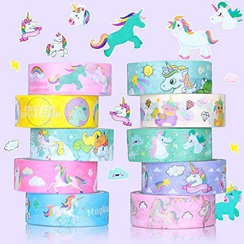 10 Piece Washi Tape roll (15mm * 3 Meter each) Unicorn Tape,Unicorn
