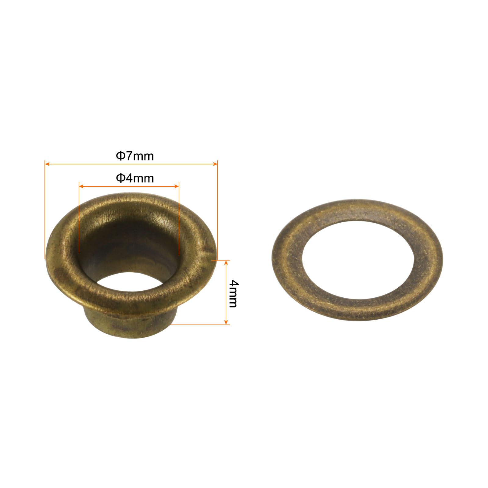 QUARKZMAN Kit di Attrezzi per Occhielli Grommet da 200 pezzi 4mm Kit di Occhielli Metallici per Scarpe Abbigliamento Pelle Cintura Fai da Te, Bronzo