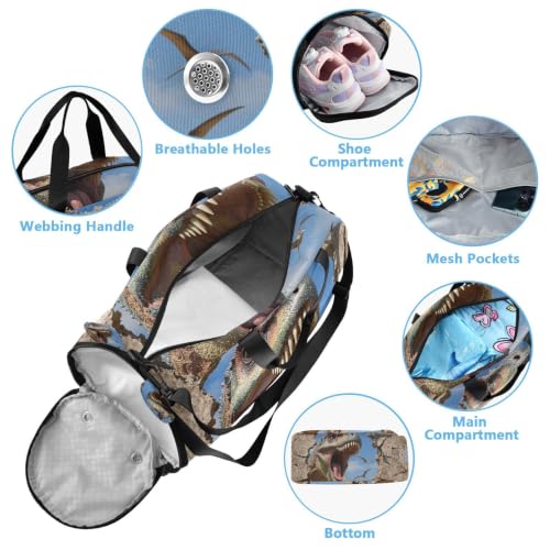 Bolsa de deporte multifuncional de dinosaurio 3D: orden total con compartimento para zapatos 4