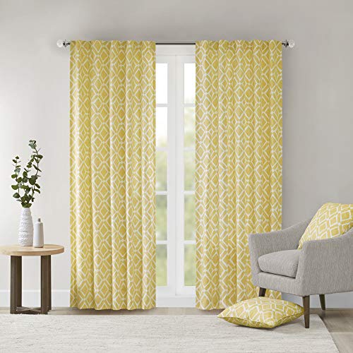 Madison Park Delray Diamond Blackout Window Curtain 1 Panel For Bedroom And Dorm, 42X63, Yellow #TOP24