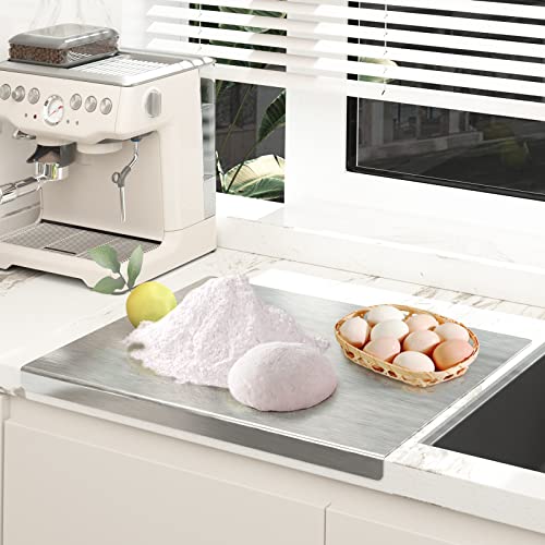 awagas Large Stainless Steel Cutting Chopping Boards, 50x50cm(20'') Heavy Duty 304 Cutting Board Kneading Board Noodle Boards Kitchen Pastry Board for Kneading Rolling Bread Dough Meat Vegetables - Image 2