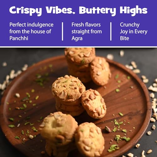 Image of Panchhi Kaju Pista Biscuits 345 Gram Buttery Crispy Cookies with Cashews, Almonds, Pistachios Made with Refined Wheat Flour Amul Butter Milk Solids Perfect Nutty and Rich Tea Time Snack