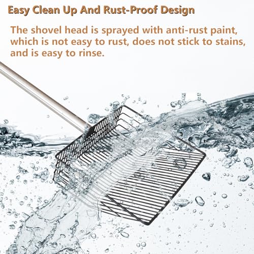 Image of 10 inch Large Multi-Purpose Chicken Poop Scooper,Poop Shovel for Chicken Coop Accessories, Coated Metal anti-rust design,22 to 68 inch Adjustable Stainless Steel Handle,Cleaning Tool for Dog Waste,Cat Litter
