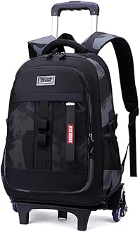 ETAISHOW Camo Rolling Backpack for Boys Girls Backpack with Wheels Wheeled Bookbag Kids Roller School Bag Black