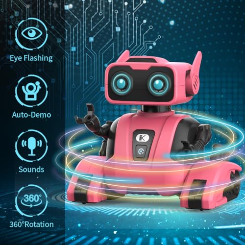 KaeKid Robot Toys for Girls, 2.4Ghz Remote Control Robot Toy, RC Robots for Kids with LED Eyes, Flexible Head & Arms, Dance & Sound, Gifts for Boys Girls Ages 3 4 5 6 7 8 Years