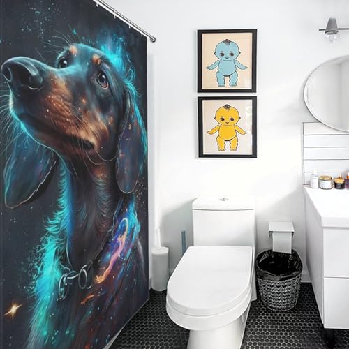 Rideau de douche Teckel imperméable en polyester lavable pour baignoire 168x183 cm - 3