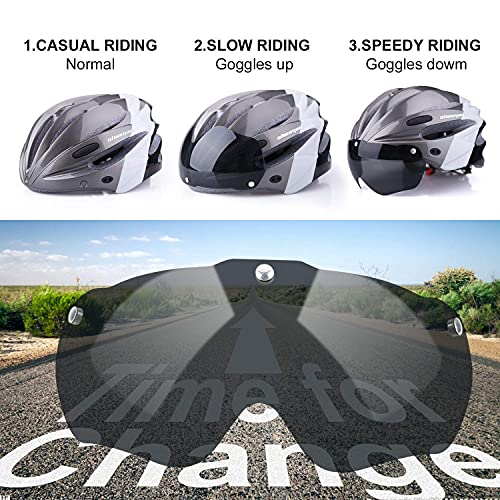 Bike Helmet, Shinmax Bicycle Helmet With Usb Charging Light&Detachable Magnetic Goggles&Removable Sun Visor&Portable Bag Adjustable Cycling Helmet #TOP2