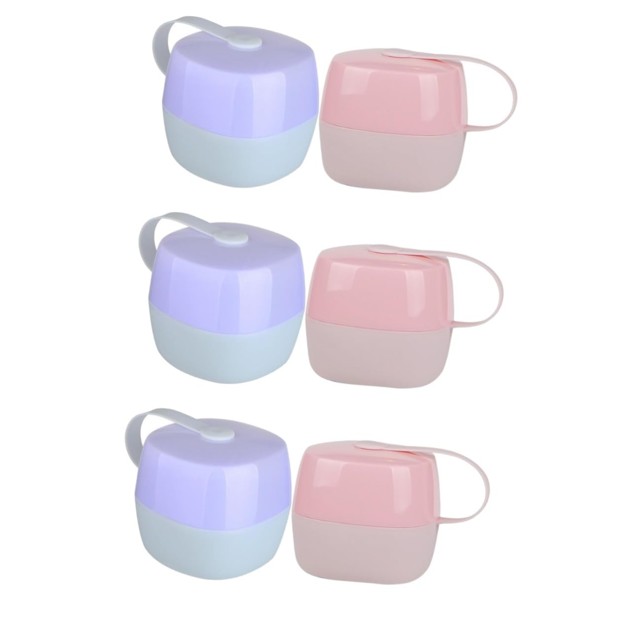 BESPORTBLE 3sets 2pcs Boxes Portable Boxes Food Grade Storage Case Wide Mouth Design for Pacifiers Essential for Moms Purple Pink 2pcs*3