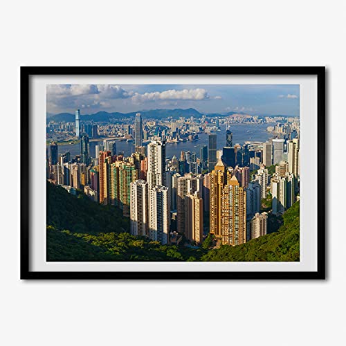 Cadre MDF Tulup 70x50 cm avec grand panorama de Hong Kong pour decoration murale