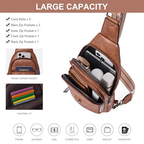 Image of cakang Womens Sling Bag Crossbody Bags for Women Vegan Leather Sling Backpack Daypack Fanny Pack Crossbody Purse Travel