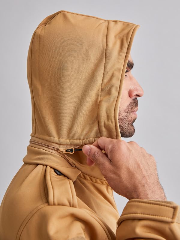 Image of MOUNTMILLER Men's 12 Zipper Softshell Hooded Tactical Jacket | Water-Repellent, Multi-Pocket, Abrasion-Resistant - Perfect for Outdoor Activities, Hiking, and Trekking