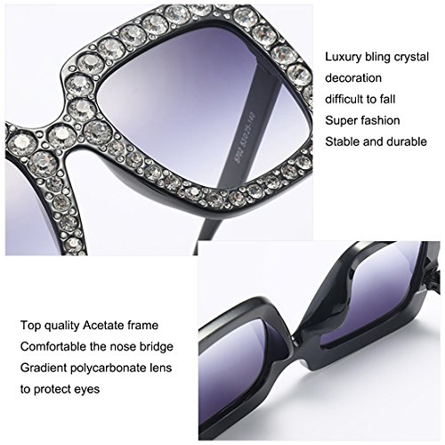 Armear Trendy Rhinestone Square Sunglasses Women Oversized Crystal Frame Designer Gradient Lens Eyeglasses 67mm 6