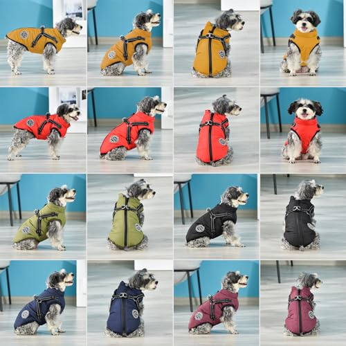 Savlot Hundejacke Winterweste Jacken Hundemantel Hundepullover Haustier Skifahren Kostüm Ärmellose Baumwolle Gepolsterte Weste Mit Brustgurt Gurt - Gelb, M