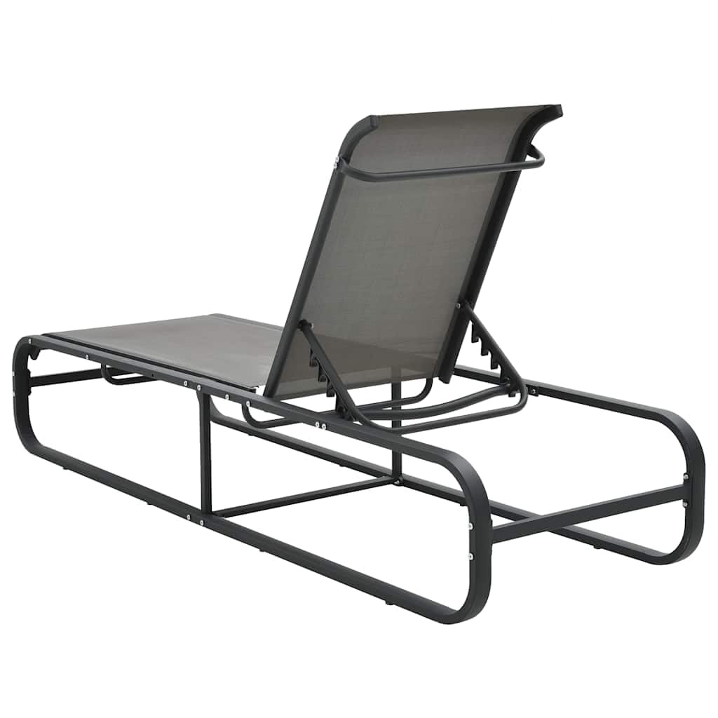 Komfortowy aluminiowy leżak do opalania z tekstylenowym obiciem, regulowany leżak ogrodowy i plażowy, leżak relaksacyjny na taras, balkon, basen, kemping, 200 x 65 cm, szary